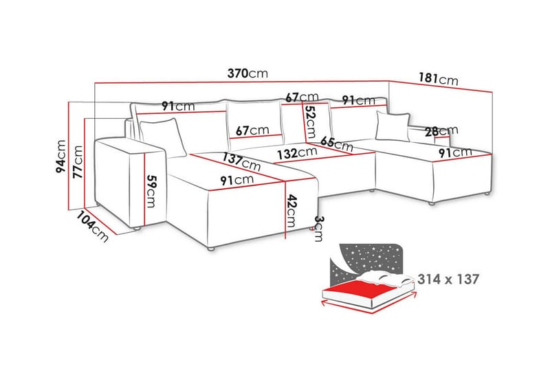 Knocklong 4-sits Hörnbäddsoffa Ljusbrun - Möbler - Vardagsrum - Bäddsoffor - Hörnbäddsoffa