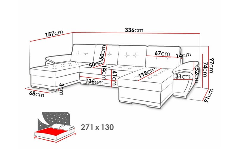 Listowel 4-sits Hörnbäddsoffa Ljusgrå/Mörkgrå - Möbler - Vardagsrum - Bäddsoffor - Hörnbäddsoffa