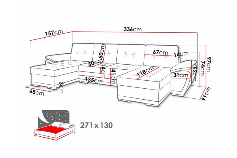 Listowel 4-sits Hörnbäddsoffa Mörkgrå/Ljusgrå - Möbler - Vardagsrum - Bäddsoffor - Hörnbäddsoffa