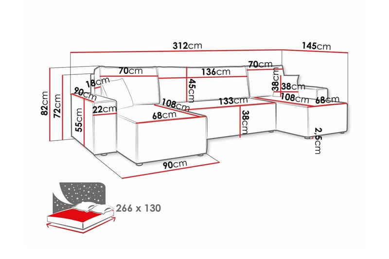 Magston 4-sits Hörnbäddsoffa Mörkblå - Hörnbäddsoffa - Bäddsoffor