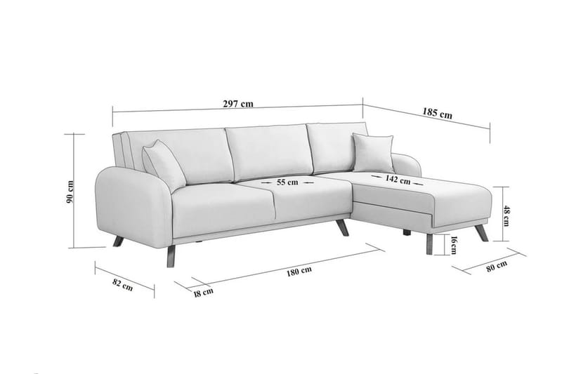 Malkiat Hörnbäddsoffa Antracit - Möbler - Vardagsrum - Bäddsoffor - Hörnbäddsoffa