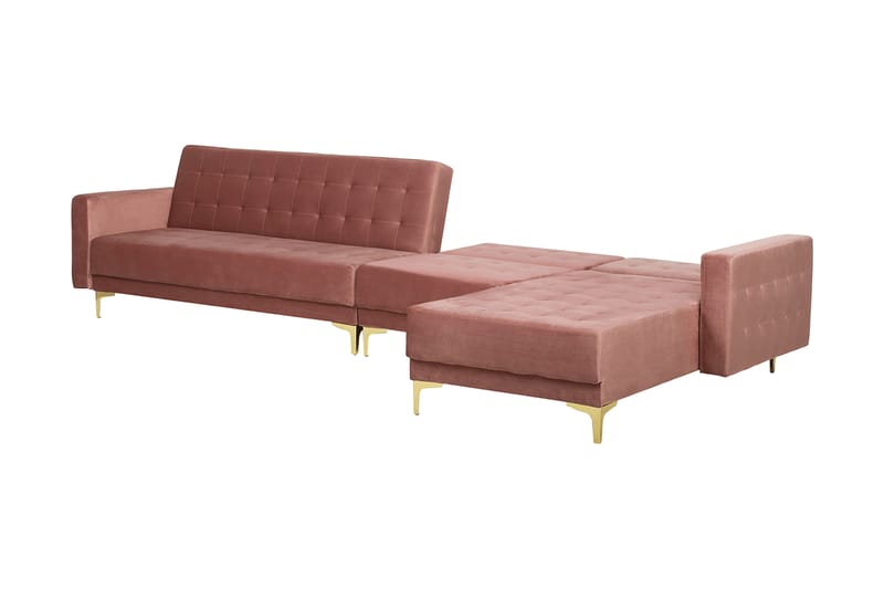 MAZOTO Hörnbäddsoffa med Fotpall Vänster Rosa - Möbler - Vardagsrum - Bäddsoffor - Hörnbäddsoffa