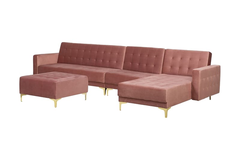 MAZOTO Hörnbäddsoffa med Fotpall Vänster Rosa - Möbler - Vardagsrum - Bäddsoffor - Hörnbäddsoffa