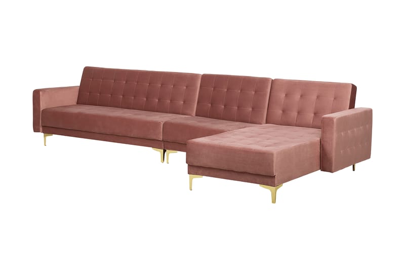 MAZOTO Hörnbäddsoffa med Fotpall Vänster Rosa - Möbler - Vardagsrum - Bäddsoffor - Hörnbäddsoffa