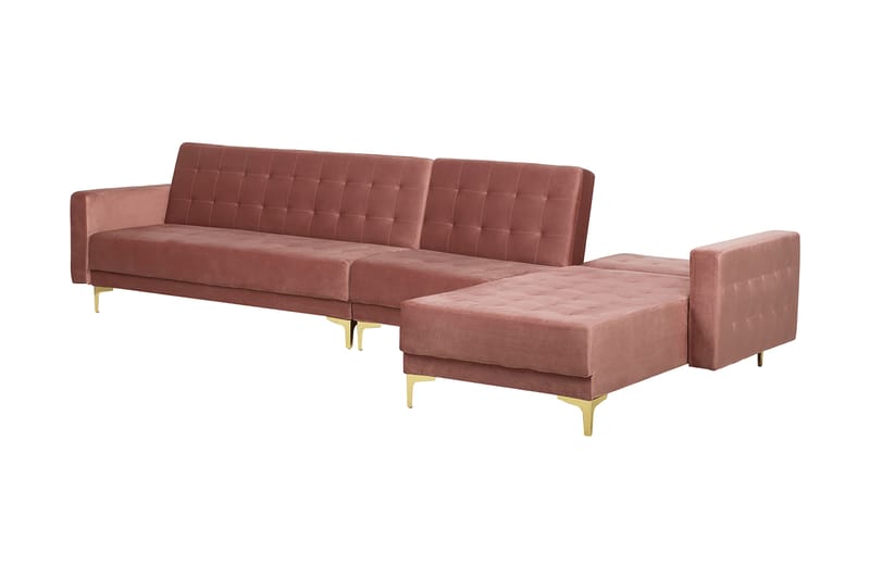 MAZOTO Hörnbäddsoffa med Fotpall Vänster Rosa - Möbler - Vardagsrum - Bäddsoffor - Hörnbäddsoffa