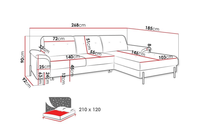 Messner 3-sits Hörnbäddsoffa Ljusgrå - Möbler - Vardagsrum - Bäddsoffor - Hörnbäddsoffa