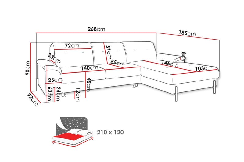 Messner 3-sits Hörnbäddsoffa Mörkblå - Möbler - Vardagsrum - Bäddsoffor - Hörnbäddsoffa