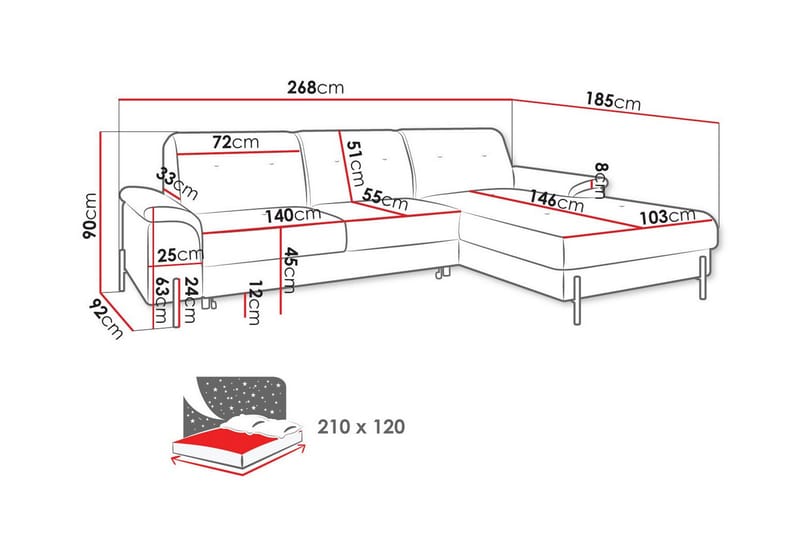 Messner 3-sits Hörnbäddsoffa Mörkgrön - Möbler - Vardagsrum - Bäddsoffor - Hörnbäddsoffa