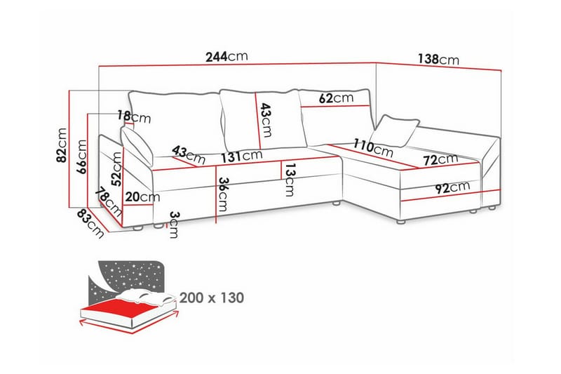 Midfeld 3-sits Hörnbäddsoffa Beige - Möbler - Vardagsrum - Bäddsoffor - Hörnbäddsoffa