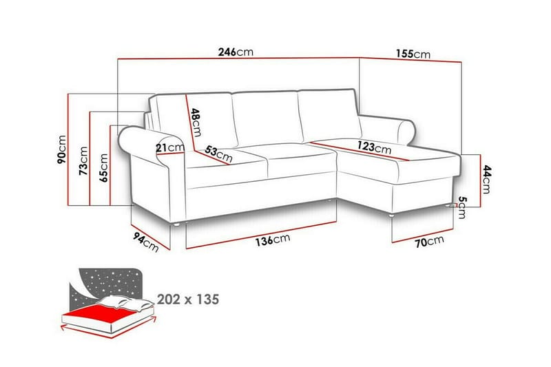 Midfeld 3-sits Hörnbäddsoffa Beige - Möbler - Vardagsrum - Bäddsoffor - Hörnbäddsoffa