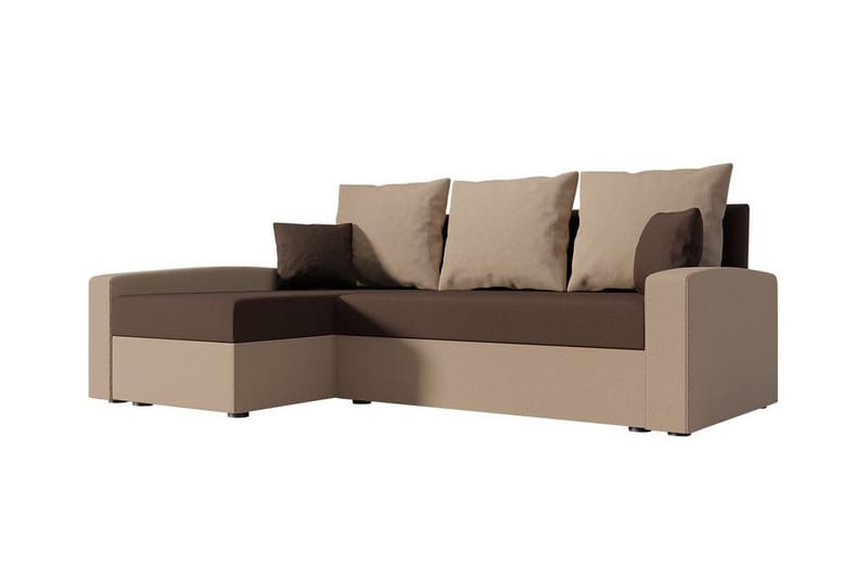 Midfeld 3-sits Hörnbäddsoffa Beige/Brun - Möbler - Vardagsrum - Bäddsoffor - Hörnbäddsoffa