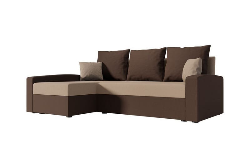 Midfeld 3-sits Hörnbäddsoffa Brun/Beige - Möbler - Vardagsrum - Bäddsoffor - Hörnbäddsoffa