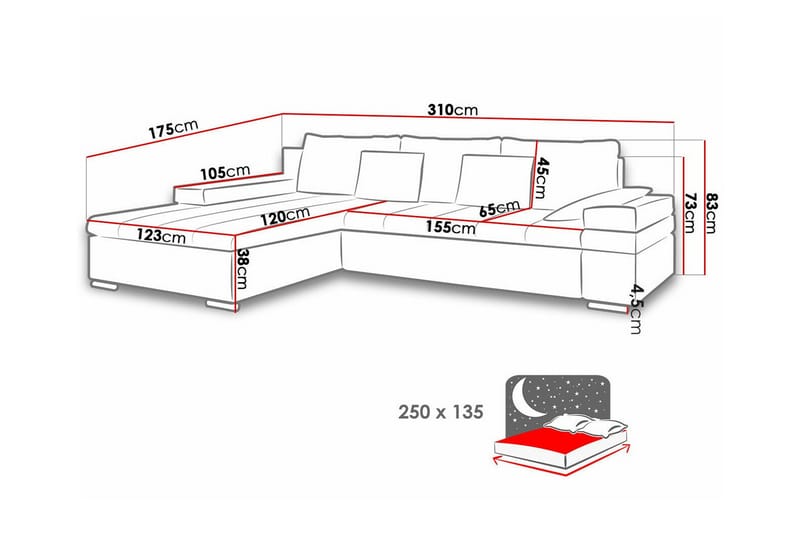 Naoma 3-sits Hörnbäddsoffa Beige - Möbler - Vardagsrum - Bäddsoffor - Hörnbäddsoffa