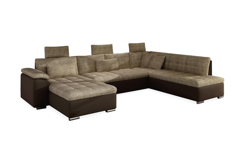 PRESTO U-Bäddsoffa 350x205x101 cm Divan Vänster - Beige/Brun - Möbler - Vardagsrum - Bäddsoffor - U bäddsoffa