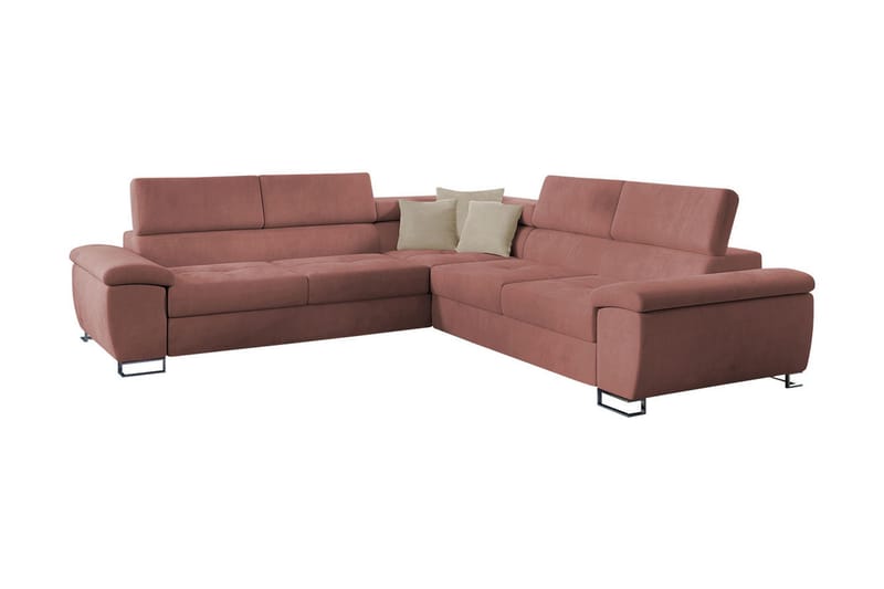 RAMERO Hörnbäddsoffa 4-sits 199x125 Rosa - Hörnbäddsoffa - Bäddsoffor