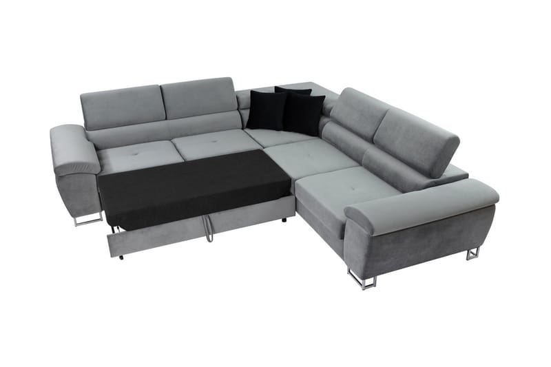 RAMERO Hörnbäddsoffa 4-sits 199x125 Svart - Möbler - Vardagsrum - Bäddsoffor - Hörnbäddsoffa