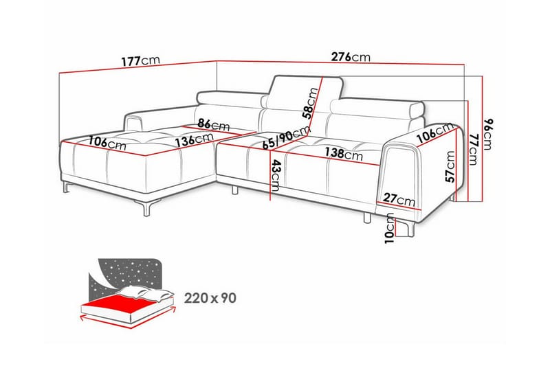 Rathkeale 3-sits Hörnbäddsoffa Ljusgrå - Möbler - Vardagsrum - Bäddsoffor - Hörnbäddsoffa