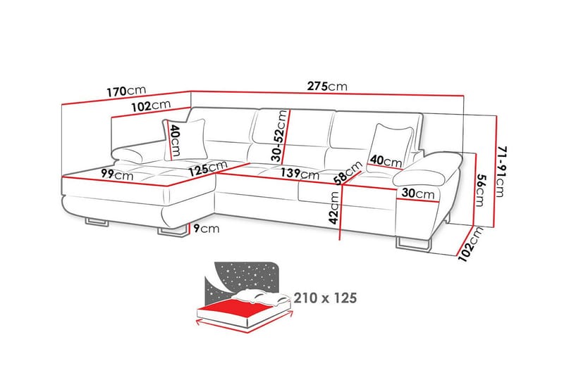 Reginia 3-sits Hörnbäddsoffa Gul - Möbler - Vardagsrum - Bäddsoffor - Hörnbäddsoffa