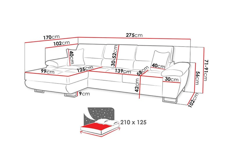 Reginia 3-sits Hörnbäddsoffa Mörkblå - Möbler - Vardagsrum - Bäddsoffor - Hörnbäddsoffa