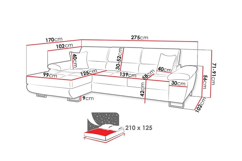 Reginia 3-sits Hörnbäddsoffa Mörkblå - Möbler - Vardagsrum - Bäddsoffor - Hörnbäddsoffa