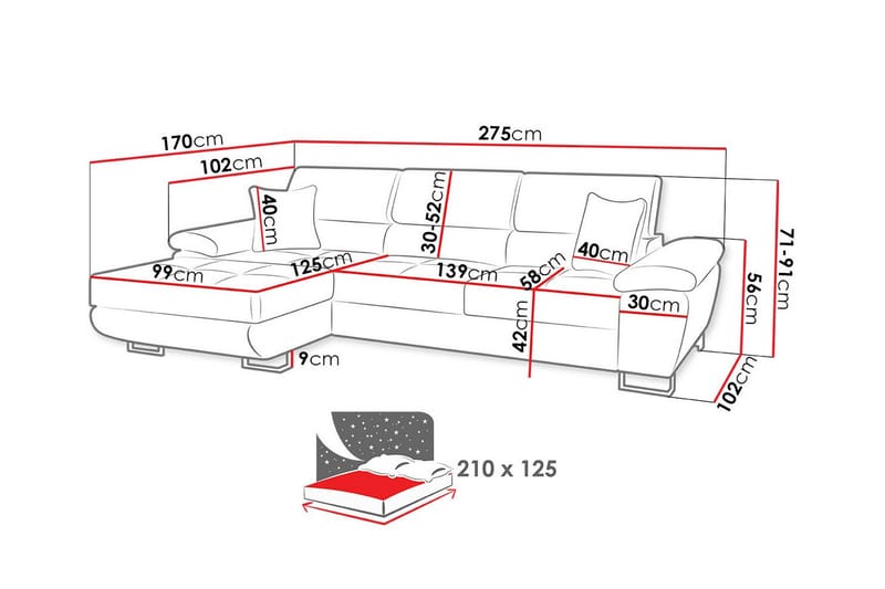 Reginia 3-sits Hörnbäddsoffa Mörkgul - Möbler - Vardagsrum - Bäddsoffor - Hörnbäddsoffa