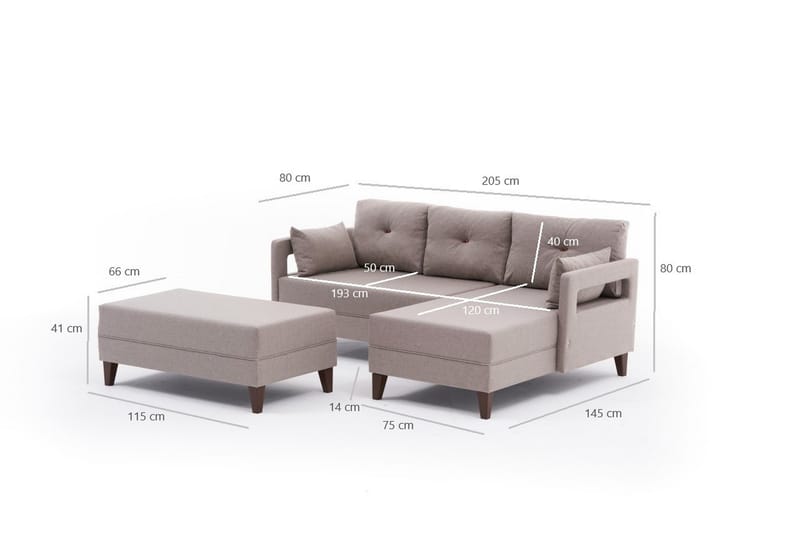 REPUBLICA Bäddsoffa m. Divan 4-sits 140x193 Cream - Möbler - Vardagsrum - Bäddsoffor