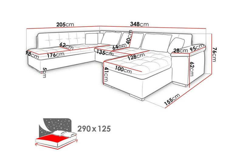 Sakri 5-sits Hörnbäddsoffa Ljusbrun - Möbler - Vardagsrum - Bäddsoffor - U bäddsoffa