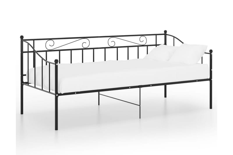 Sängram bäddsoffa svart metall 90x200 cm - Svart - Möbler - Vardagsrum - Bäddsoffor - Hörnbäddsoffa