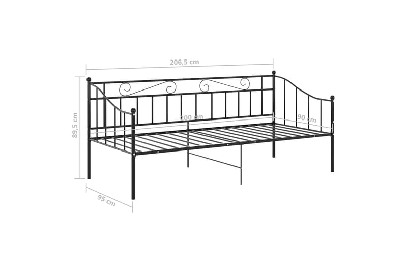 Sängram bäddsoffa svart metall 90x200 cm - Svart - Möbler - Vardagsrum - Bäddsoffor - Hörnbäddsoffa