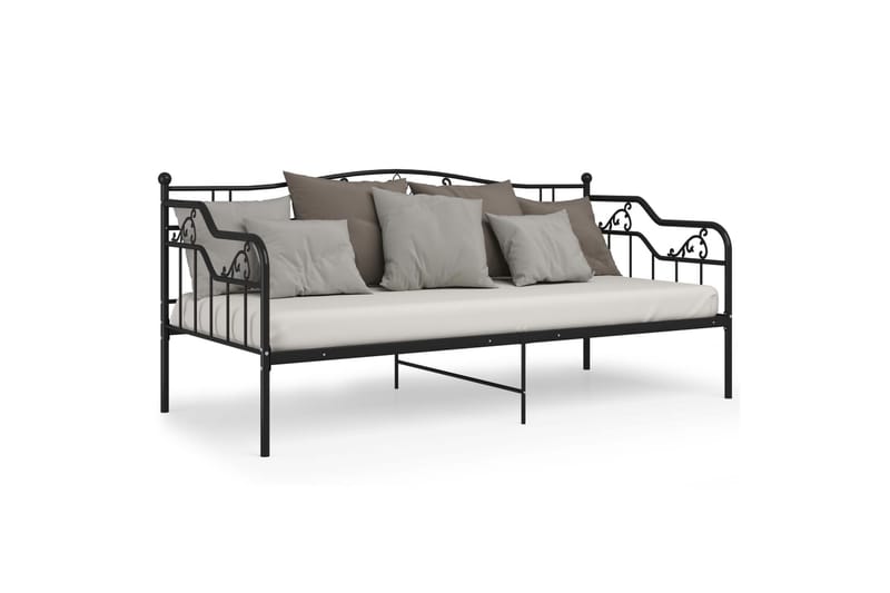 Sängram bäddsoffa svart metall 90x200 cm - Svart - Möbler - Vardagsrum - Bäddsoffor - Hörnbäddsoffa