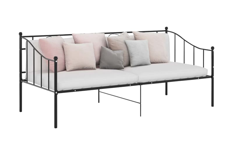 Sängram bäddsoffa svart metall 90x200 cm - Svart - Möbler - Vardagsrum - Bäddsoffor - Hörnbäddsoffa