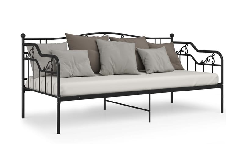 Sängram bäddsoffa svart metall 90x200 cm - Svart - Möbler - Vardagsrum - Bäddsoffor - Hörnbäddsoffa