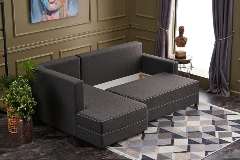 Snowdon Bäddsoffa m. Divan 4-sits 200x150 Antracit - Möbler - Vardagsrum - Bäddsoffor