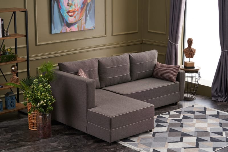 Snowdon Bäddsoffa m. Divan 4-sits 200x150 Brun - Möbler - Vardagsrum - Bäddsoffor