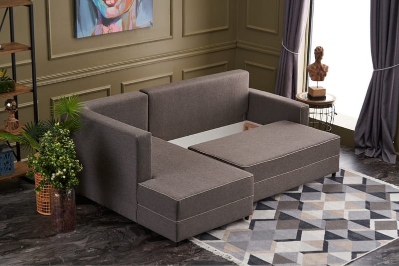 Snowdon Bäddsoffa m. Divan 4-sits 200x150 Brun - Möbler - Vardagsrum - Bäddsoffor