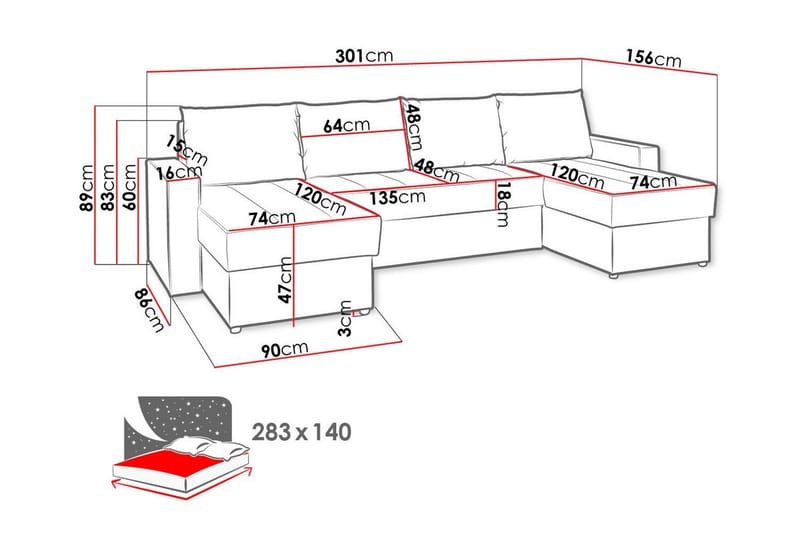 Staffin 4-sits Hörnbäddsoffa Ljusgrå - Möbler - Vardagsrum - Bäddsoffor - Hörnbäddsoffa