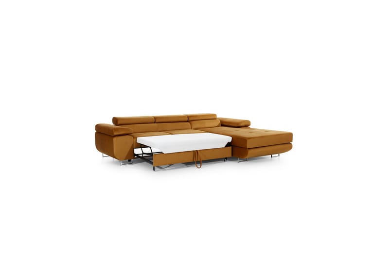 TERRENCE Bäddsoffa med Divan Höger Beige/Brun - Möbler - Vardagsrum - Bäddsoffor - 4-sits bäddsoffa