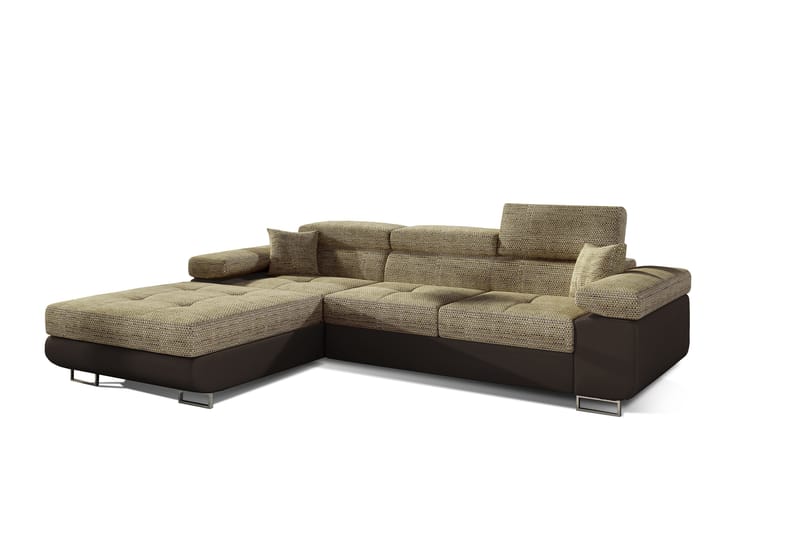 TERRENCE Bäddsoffa med Divan Vänster Beige/Brun - Möbler - Vardagsrum - Bäddsoffor - 4-sits bäddsoffa