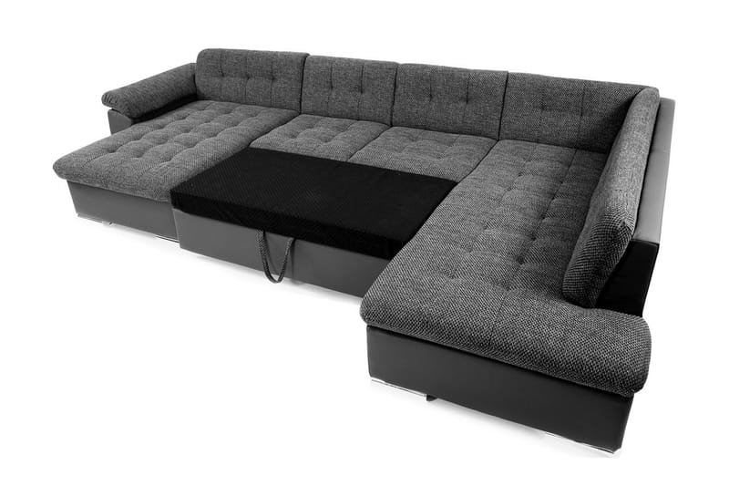 VILLOSA U-Bäddsoffa 350x205x76 cm Divan Höger - Grå - Möbler - Vardagsrum - Bäddsoffor - U bäddsoffa