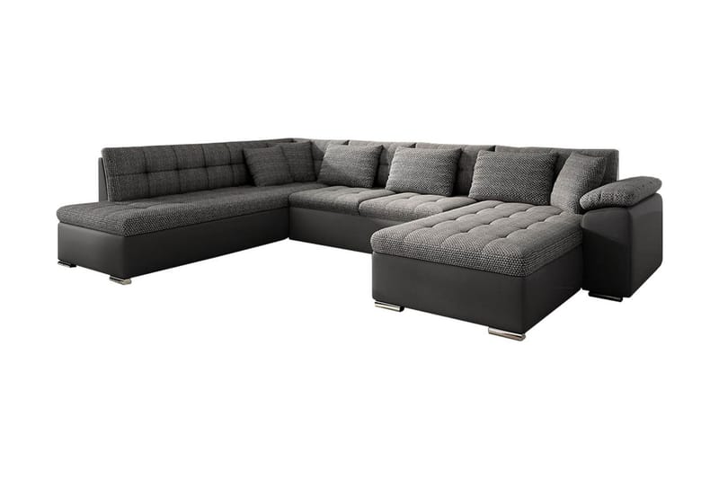 VILLOSA U-Bäddsoffa 350x205x76 cm Divan Höger - Grå - Möbler - Vardagsrum - Bäddsoffor - U bäddsoffa