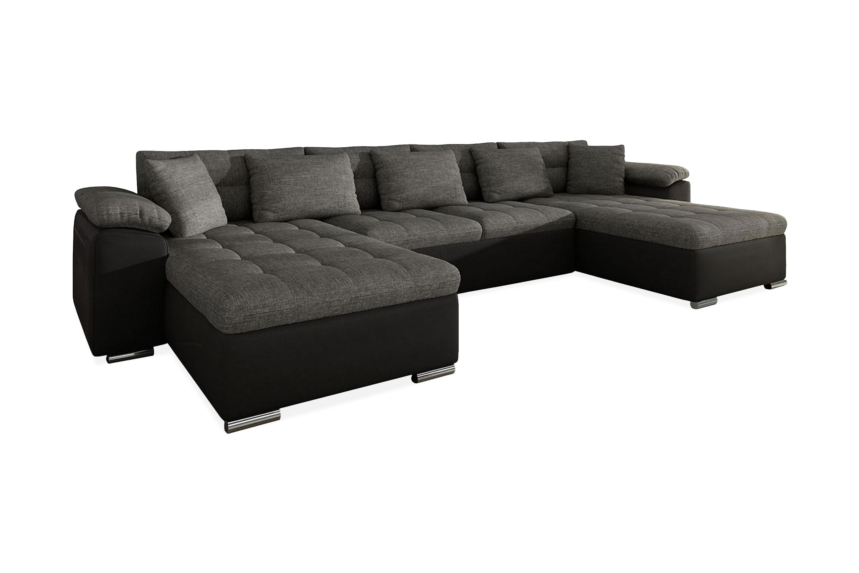 WICENZA U-Bäddsoffa 375x155x76 cm - Grå/Svart Bäddsoffor