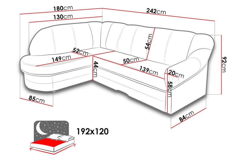 WINCHCESTER Hörnbäddsoffa - Svart - Möbler - Vardagsrum - Bäddsoffor - Hörnbäddsoffa