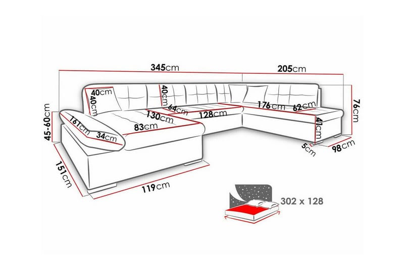 Zumar 4-sits Hörnbäddsoffa Ljusbrun - Möbler - Vardagsrum - Bäddsoffor - Hörnbäddsoffa