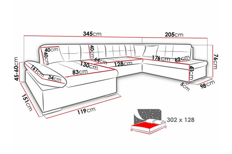 Zumar 5-sits Hörnbäddsoffa Grå - Möbler - Vardagsrum - Bäddsoffor - Hörnbäddsoffa