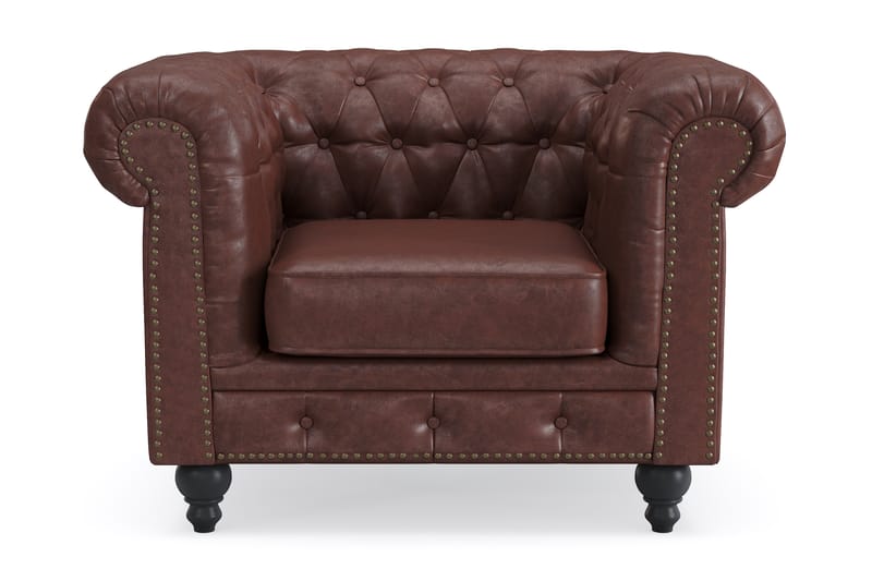 CHESTERFIELD DELUXE Fåtölj Mörkbrun PU - Möbler - Vardagsrum - Fåtöljer