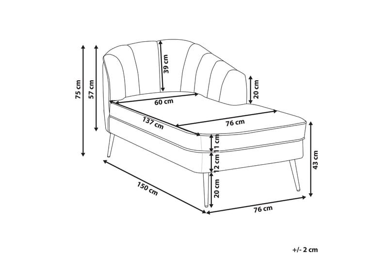 Allier Schäslong 150 cm - Guld/Blå - Möbler - Vardagsrum - Fåtöljer - Schäslongfåtöljer & divanfåtöljer