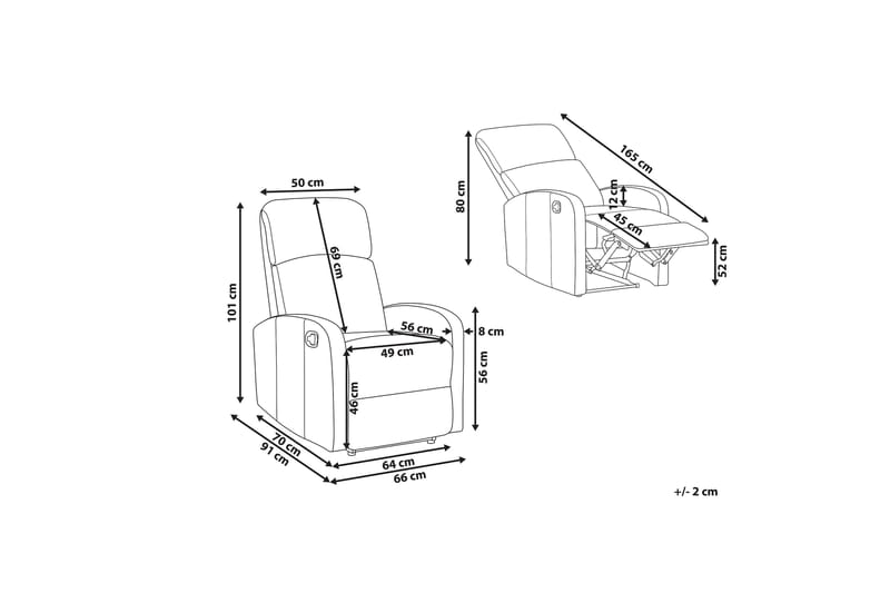 KALETON Fåtölj LED-belysning + USB-port Vit - Möbler - Vardagsrum - Fåtöljer - Biofåtöljer & reclinerfåtöljer