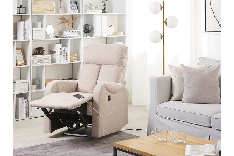 RAUHALA Fåtölj LED-belysning + USB-port Beige - Möbler - Vardagsrum - Fåtöljer - Biofåtöljer & reclinerfåtöljer