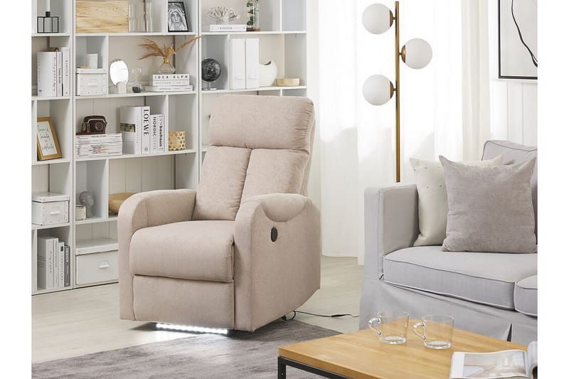 RAUHALA Fåtölj LED-belysning + USB-port Beige - Möbler - Vardagsrum - Fåtöljer - Biofåtöljer & reclinerfåtöljer