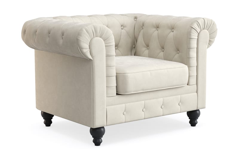 CHESTERFIELD LYX Fåtölj Beige Sammet - Möbler - Vardagsrum - Fåtöljer - Chesterfield fåtölj